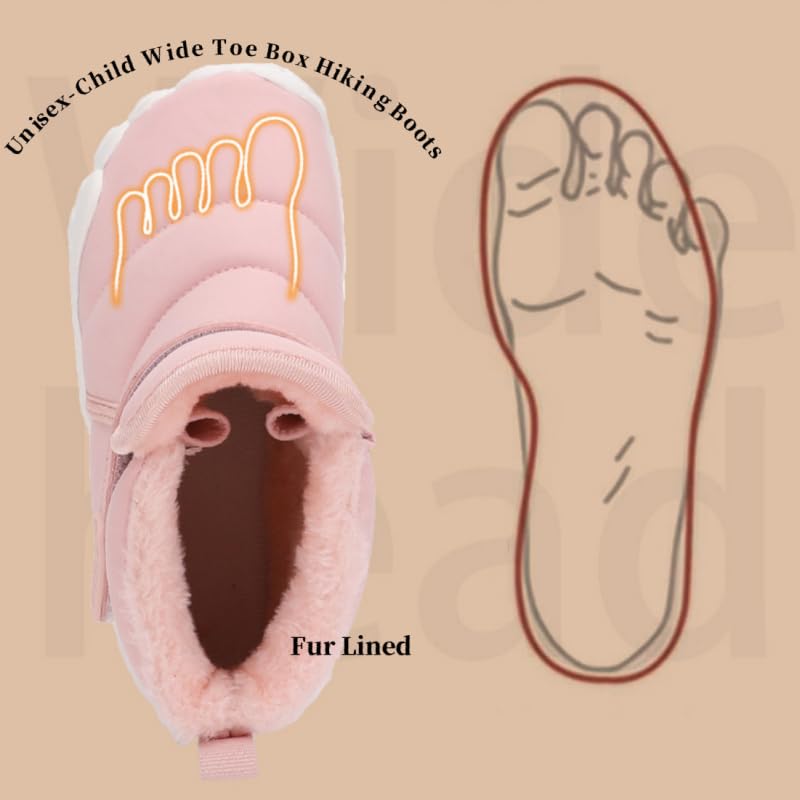 Toddler/Little/Big Kids Barefoot Snow Boots for Winter,Unisex-Child Wide Toe Box Hiking Boots,High Top Winter Snow Boots,Zero Drop Sole,Fur Lined4