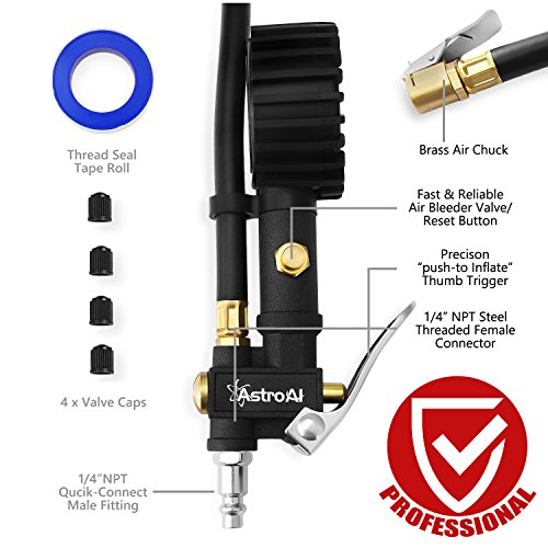 image for AstroAI Upgraded 100 PSI Tire Inflator with Pressure Gauge, Heavy Duty