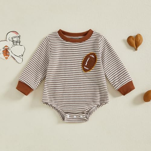 Newborn Baby Boy Football Outfit Game Day Onesie Oversized Sweatshirt Romper Long Sleeve Jumpsuit Fall Winter Clothes3