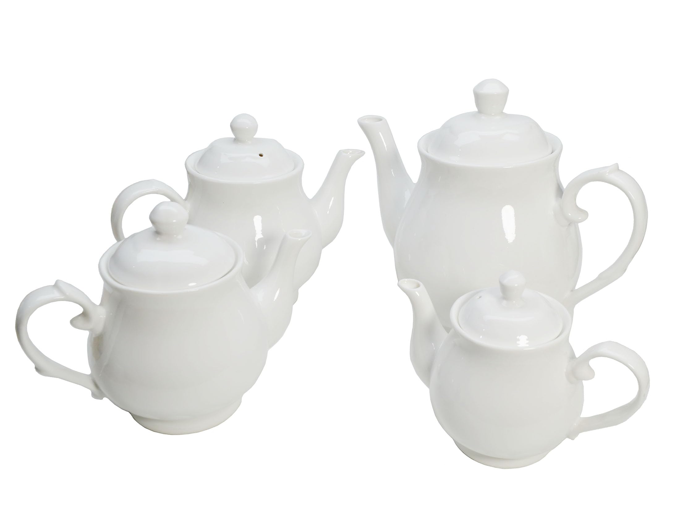 Weiße Porzellan-Teekanne, Lotus-Teekanne für Kaffee, Tee, Wasser, klassische Keramik-Teekanne mit Schwanenhals (1,95 Liter)