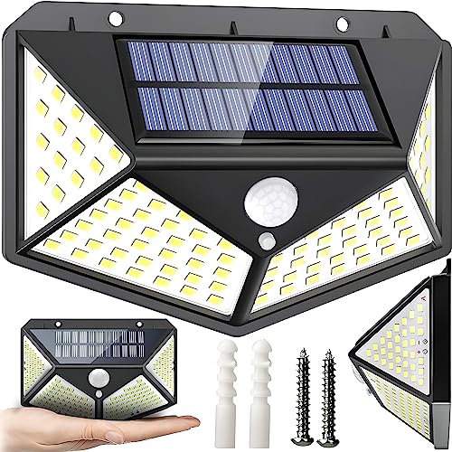 Retoo Solarlampe für Außen mit Bewegungsmelder, 100 LED, IP65, Superhelle Solarleuchte mit 1800 mAh Akku, Solar Aussenleuchte für Garten Garage, Wasserdichte Wandleuchte