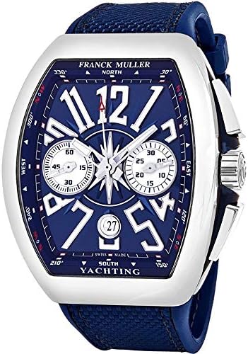 Vanguard Mens Automatic Date Chronograph Blue Face Blue Rubber Strap Watch V 45 CC DT Yachting AC.BL