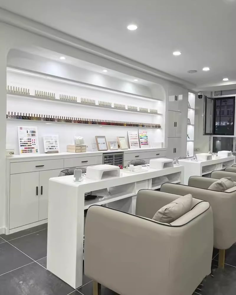 Stół do manicure do salonu paznokci, białe biurko do przechowywania paznokci z szufladami, profesjonalne meble i wyposażenie stacji kosmetycznej, biurko do makijażu, 120 cm