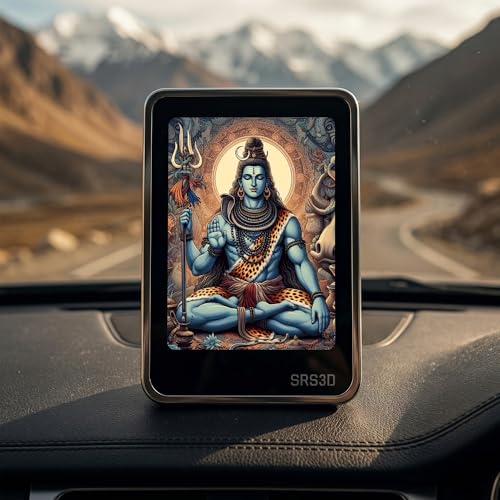 Image of Car Dashboard Dual Side Frame | Personalized |Home | Desk | Office | Small Glow Frame 4x3x1.5 INCH | Multi Color Light | Inside & Outside Visible | Loard Shiva Frame
