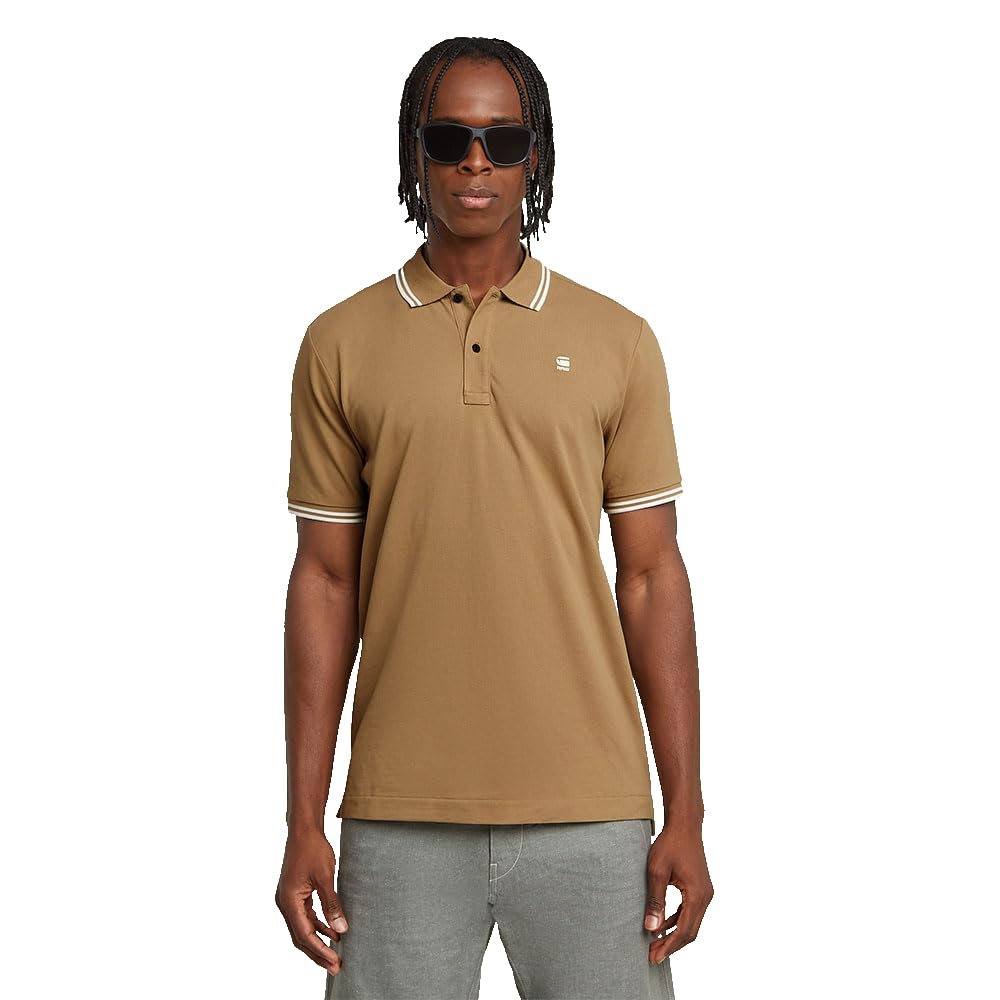 G-STAR Men's Dunda Slim Stripe Polo Shirt, Beige (Safari D17127-5864-b444), XS