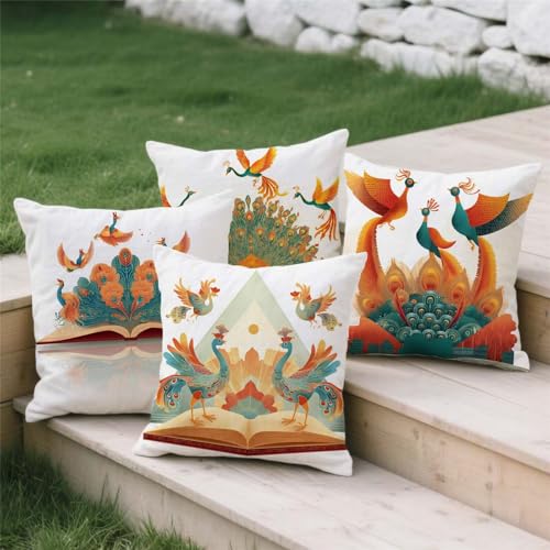 Housse coussin extérieur imperméable 80x80 anti tache lin - 4