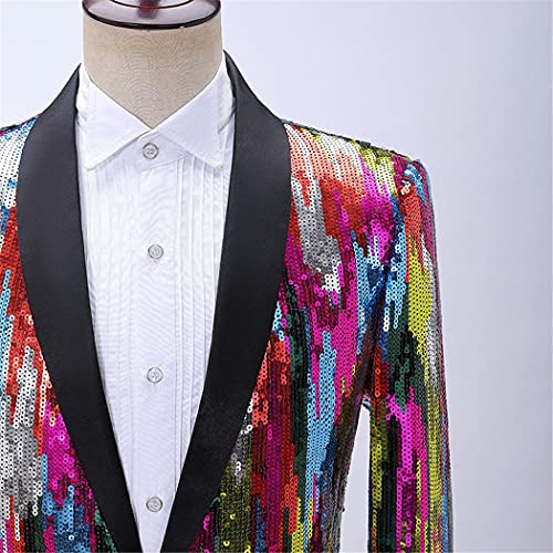 Mens Shining Colorful Blazer, DJ Singers Nightclub Stylish Suit Jacket, Stage Striped Sequin Jacket Blazer2