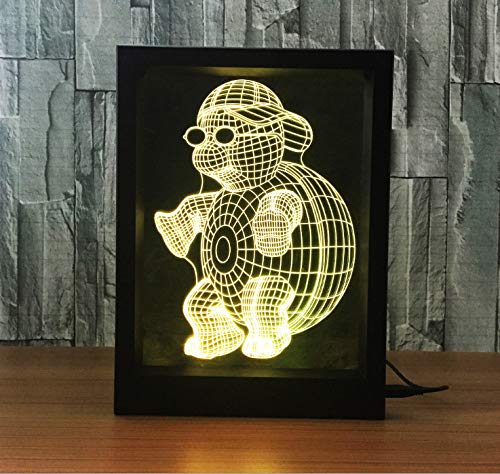 Preisvergleich Produktbild Nachtlichtkinder, Led-Nachtlicht, Kreativer Bilderrahmen Beleuchtet Schildkröte 3D Acryl-Bilderrahmen Beleuchtet Kundenspezifisches Nachtlicht Schlafzimmerlampe, Nachttischlampe, Tischlampe, Valenti