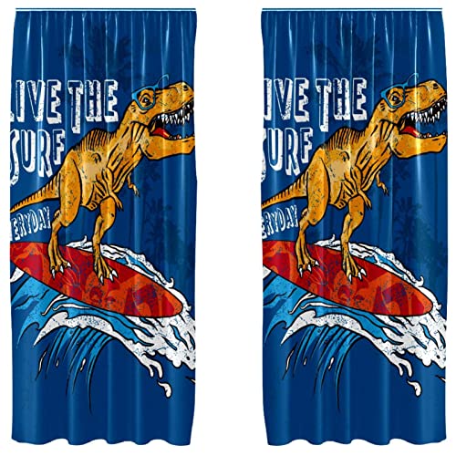Cortinas de dinosaurios azules 55x84 de salón juego de 2 piezas 2