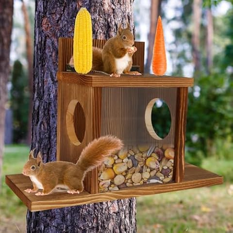 Sutowe Squirrel Feeder Box with Corn Holders Cover