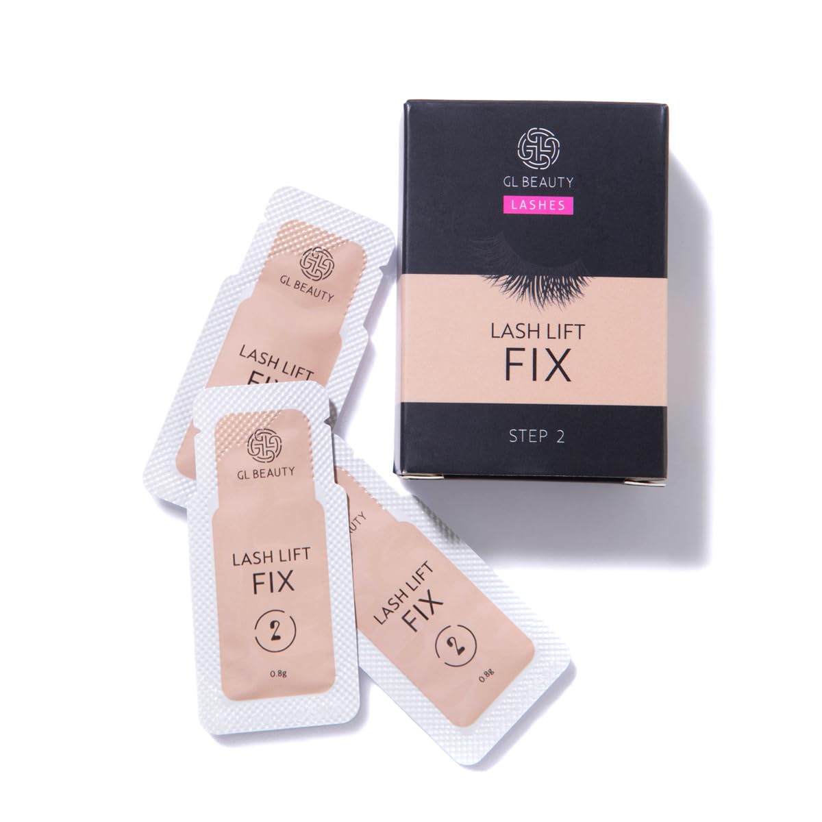 Loción fijadora de pestañas Fix Lotion – Suave para la piel | 15 sobres | 30 aplicaciones | 3 – 5 min tiempo de actuación | Calidad de estudio | GL Beauty (cantidad: 15 bolsas)