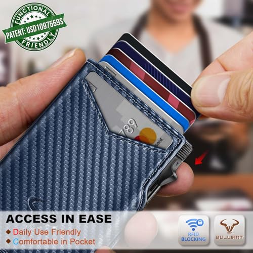 Image of BULLIANT Men Slim Leather Wallet Metal Case Money Clip-Magnetic Closure