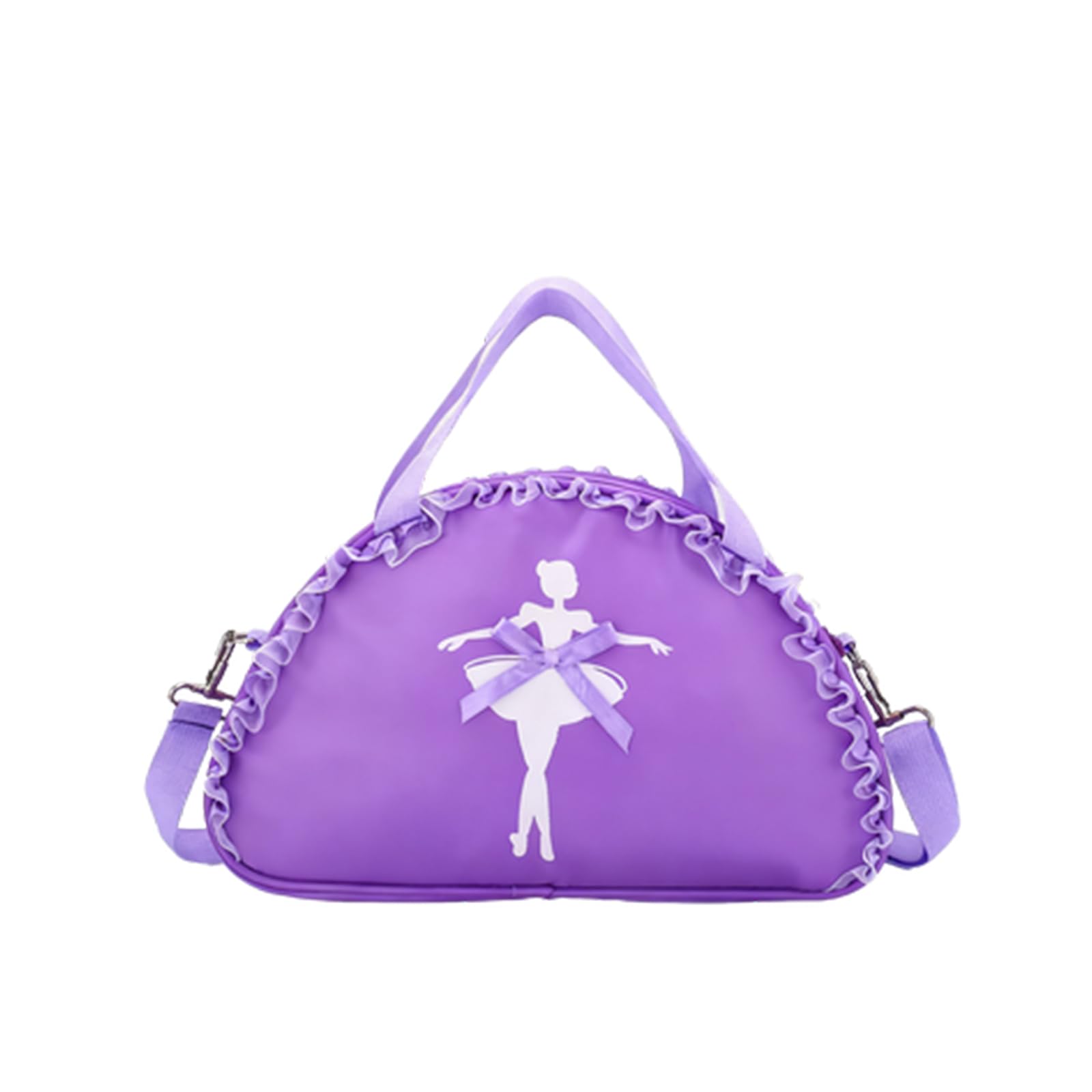 hwoehyo Ballet Dance Gymnastics Sports Tote Crossbody Shoulder Bag for Kids, Purple Polyester and Bowknot Accent (Purple)