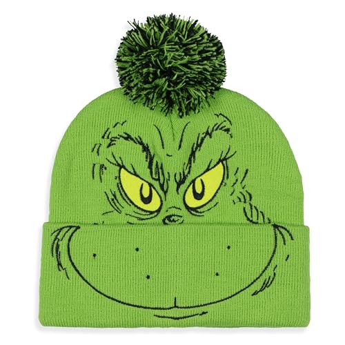 Bioworld Dr. Seuss The Grinch Who Stole Christmas Pom Beanie Hat Embroidered...