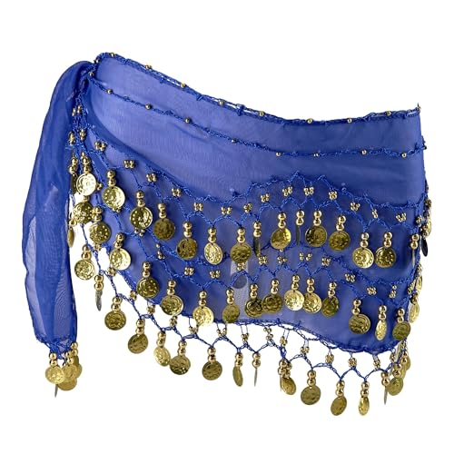 Bufanda para Danza del Vientre,Pañuelo Danza del Vientre,Cinturón Danza del Vientre Mujer,Vientre Cinturón de Baile mit 128 Monedas de Oro,Bufanda Danza Vientre para Espectáculo,Carnaval Fiesta