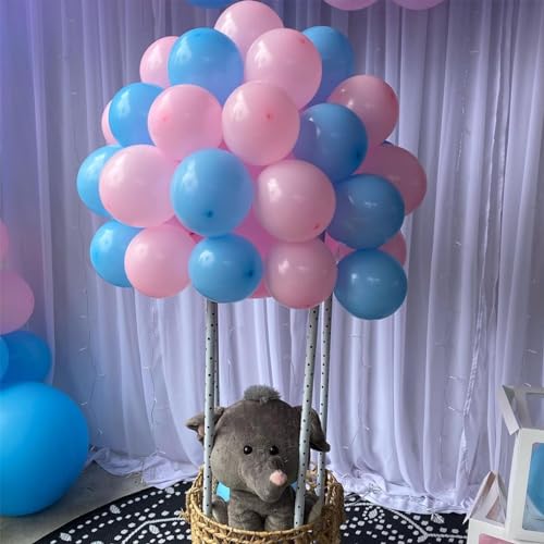 Image of Pink and Blue Latex Balloons, 67 12 Inch Pink Blue Gender Reveal Balloons for Boy or Girl Gender Reveal Decorations Birthday Party Baby Shower Anniversary