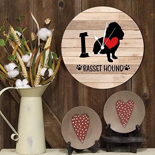 Horloge murale chien en bois de 38 cm style rustique et shabby