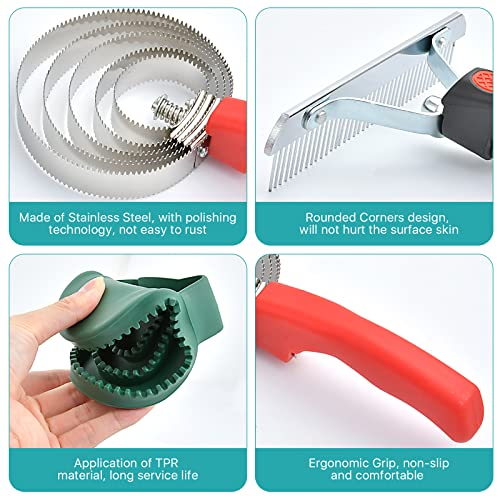 3 Pcs Reversible Stainless Steel Curry Comb 5 Rings, Aemygo Double Sided Horse Grooming Brush, Scotch Type Metal Dog Brush Large Rubber Hair Remover Comb, Soft Touch Grip Scraper for Cow Sheep Dog - Image 4