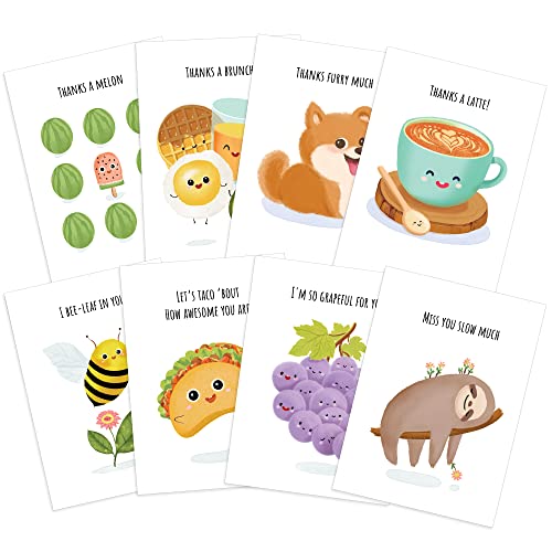 T Marie 48 Funny Note Cards Set With Envelopes - Punny Puns Thinking Of You And Appreciation Notecards Pack For Friends, Kids, Students, And More - Say Hello, Thank You Or I Miss You #TOP22