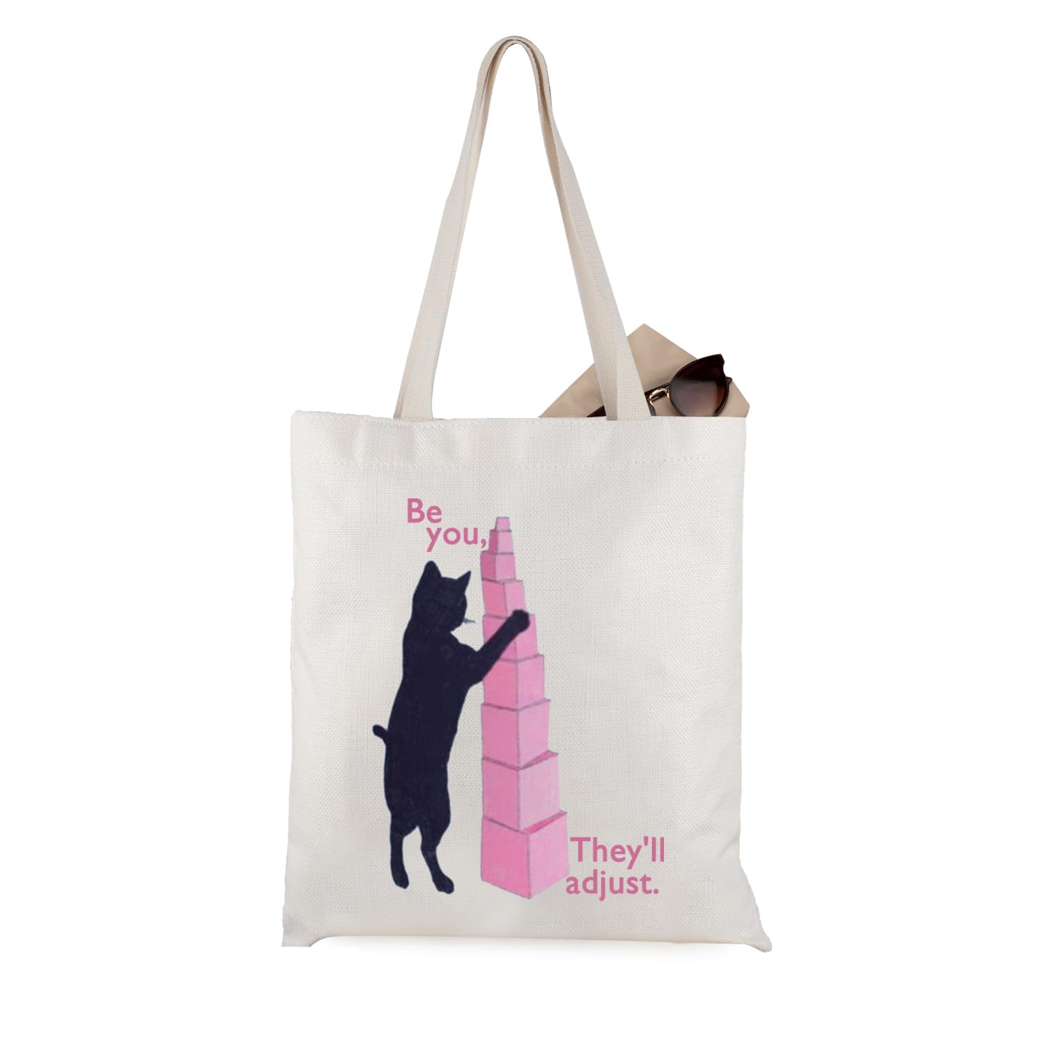 WCGXKO Montessori Pink Tower Tote Bag Gift for Montessori Teacher or Student