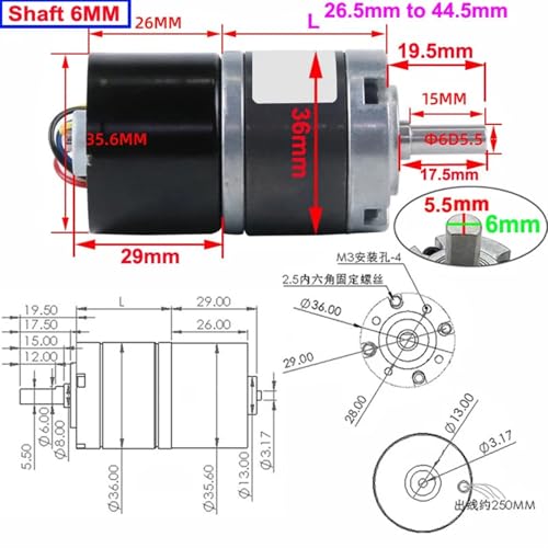 Moteur planétaire sans balais 12V à couple élevé et vitesse réglable - 5