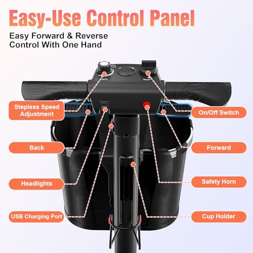 Image of 4 Wheels Mobility Scooters for Seniors, Foldable Mobility Electric Scooter, 350LBS Capacity& 15 Miles Range&350W Powerful Moto&Rotating Seat&LED Light& Double Baskets&Auto Brake-Red