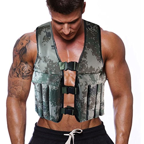 Yosoo Weight Vests for Strength Training, 44lb 20kg Adjustable Camouflage Workout Weight Weighted Vest for Weight Loss Running Training Gym