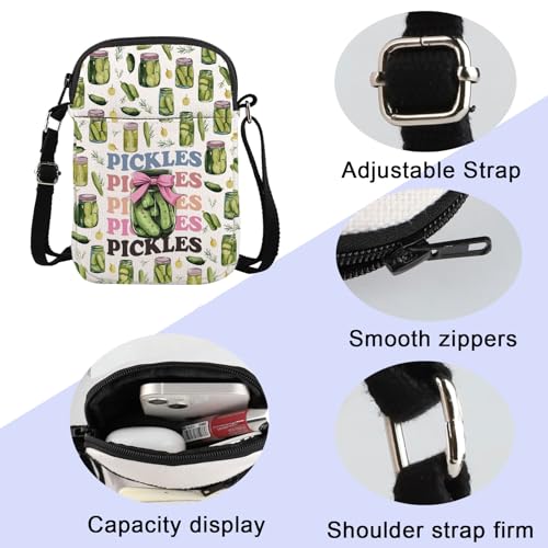 ENSIANTH Pickle Gift Dill Pickle Gift Vegetarian Gift Cucumber Pickle Lovers Crossbody Bag Coquette Pickles Queen Gift4