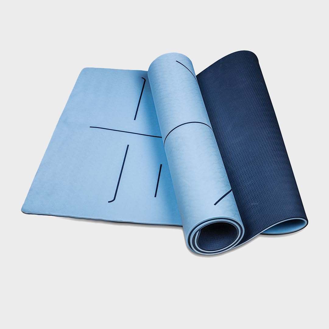 MeFree TPE Yoga Mat 6mm Thick - Sky Blue + Light Blue | Non-Slip, Eco-Friendly Exercise Mat for Yoga, Pilates, & Fitness Workouts | Lightweight & Comfortable Cushioning-image-47