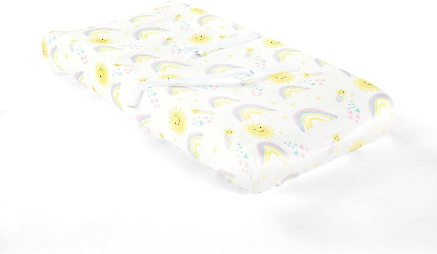 Lush Decor Sunshine Rainbow Soft & Plush Changing Pad Cover, 32" x 16", Yellow