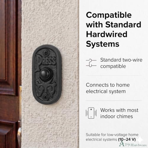 Timbre de hierro con cable A29 decorativo e instalación fácil para puertas 3