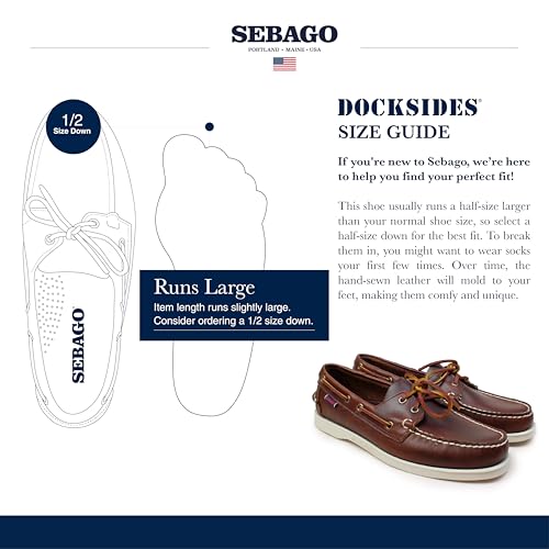 Sebago Portland Waxed Boat Shoes - Handsewn Waxed Leather Moccasins with Leather Sock Lining and Non-Marking, Slip-Resistant Rubber Outsoles3