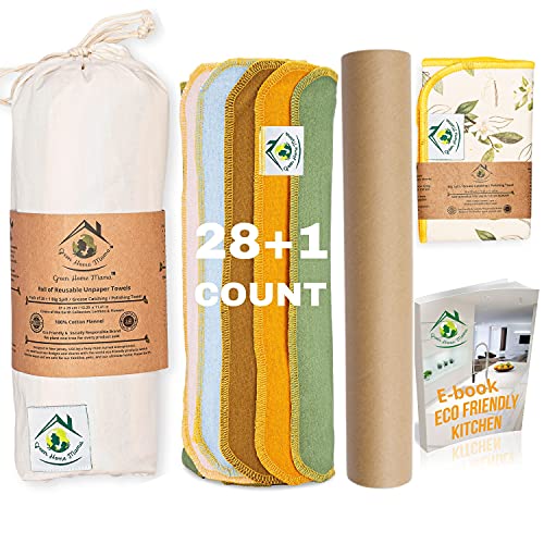 Image of Reusable Paper Towels Washable Roll 29 Pack 12x11in, Reusable Baby Wipes, Washable Paper Towels Cloth, Paperless Paper Towels, Eco Friendly Paper Towels, Cloth Paper Towels, Reusable Napkins