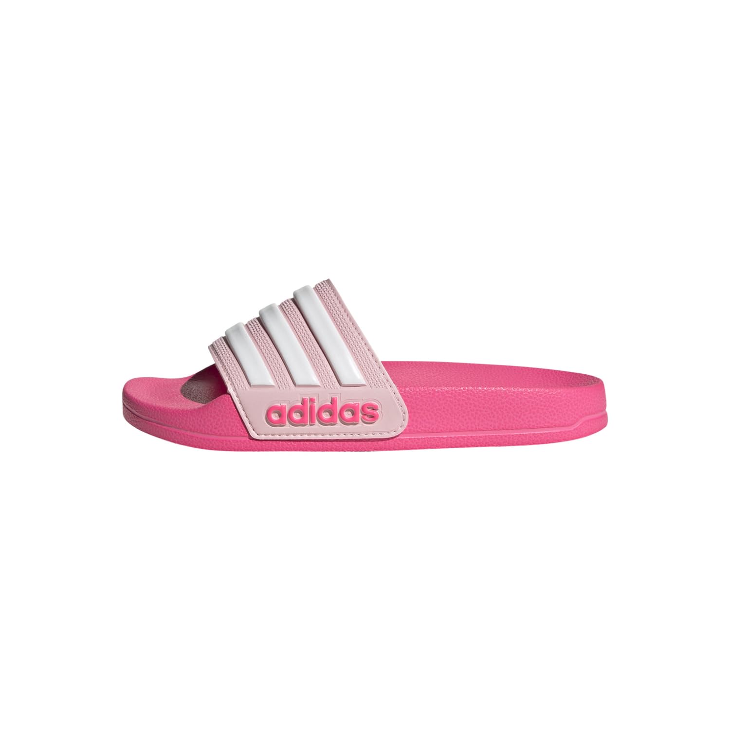 adidas Adilette Shower Slide Sandal, Clear Pink/White/Lucid Pink, 13 US Unisex Little Kid