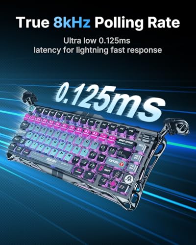 Image of GravaStar Mercury V75 Pro HE Keyboard - 75% Layout Gaming Keyboard, Hall‑Effect Magnetic Switches, Only Wired, Hot‑Swappable, 8000 Hz Polling, Dual‑Zone RGB, Semi‑Aluminum Frame with Cyberpunk