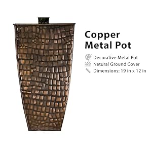 LCG Florals Artificial Ficus Tree with Real Wood Trunk Copper Metal Pot Indoor and Outdoor Faux Plants for Patio Living Rooms Offices Outdoor Spaces 8FT Copper Pot