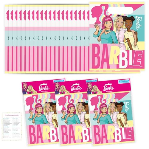 Unique Barbie Party Bags - Barbie Party Decorations - 24 Goodie Bags Checklist - 24 Guests - Birthday Decorations