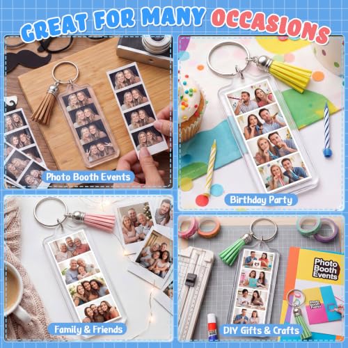 Image of Henoyso 36 Sets 3.3x1.3 Inch Acrylic Photo Frame 2026 Back to School Customizable Keychain with Tassels Back to School Teacher Gift Picture Insert Blank Clear Picture Holder for DIY