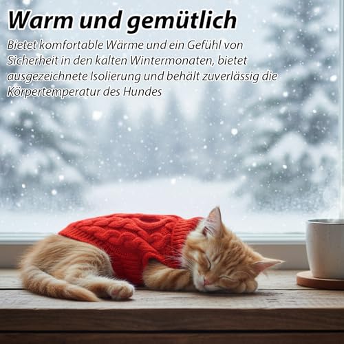 Dackel Pullover, Hundepullover Kleine Hunde, 2 Stück Set in Khaki und Rot, Weicher Strick für Dackel und Kleine Hunde, Leicht und Atmungsaktiv, Größe L