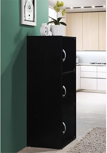 Miniatura 4 de Pemberly Row Estantería de 3 estantes y 3 puertas en color negro