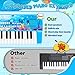 Upgraded 37 Keys Kids Piano Keyboard with Microphone Music Stand – Portable Musical Toys for Toddlers Ages 3 4 5 6 Boys Girls Birthday Gift - Blue