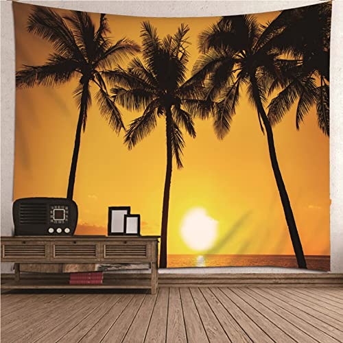 Tapisserie photo paysage marin en tissu jaune de 200x200cm