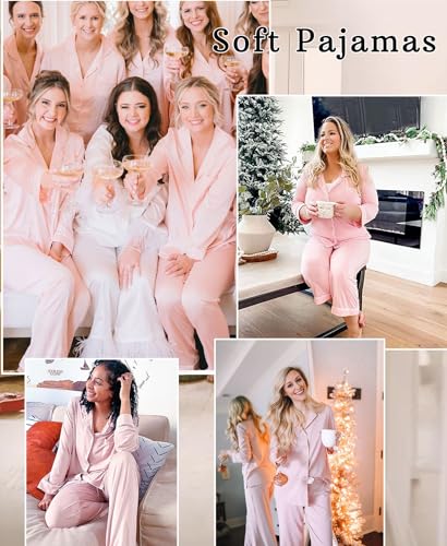 Image of Women's Pajama Sets Long Sleeve Sleepwear Button Up Shirt With Pajama Pants Soft Pjs Lounge Sets