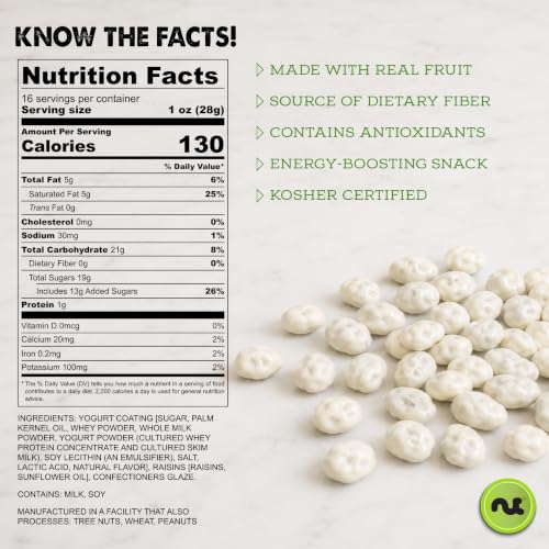 Image of NUT CRAVINGS - Yogurt Covered Raisins (32oz, 2 LB) Sweet Healthy Snack, Vegan, Kosher, Resealable Bag