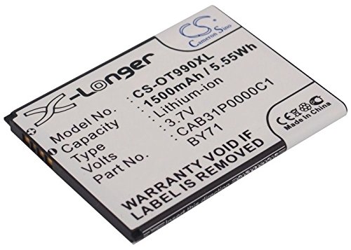 CS-OT990XL Battery 1500mAh compatible with [TCL] A919, A966, A990, C990, I908, for [USCellular] ADR3035, One Touch Premiere, for [T-Mobile] Move, for [Alcatel] One Touc POP, Touc POP C1, C2, Touch 90