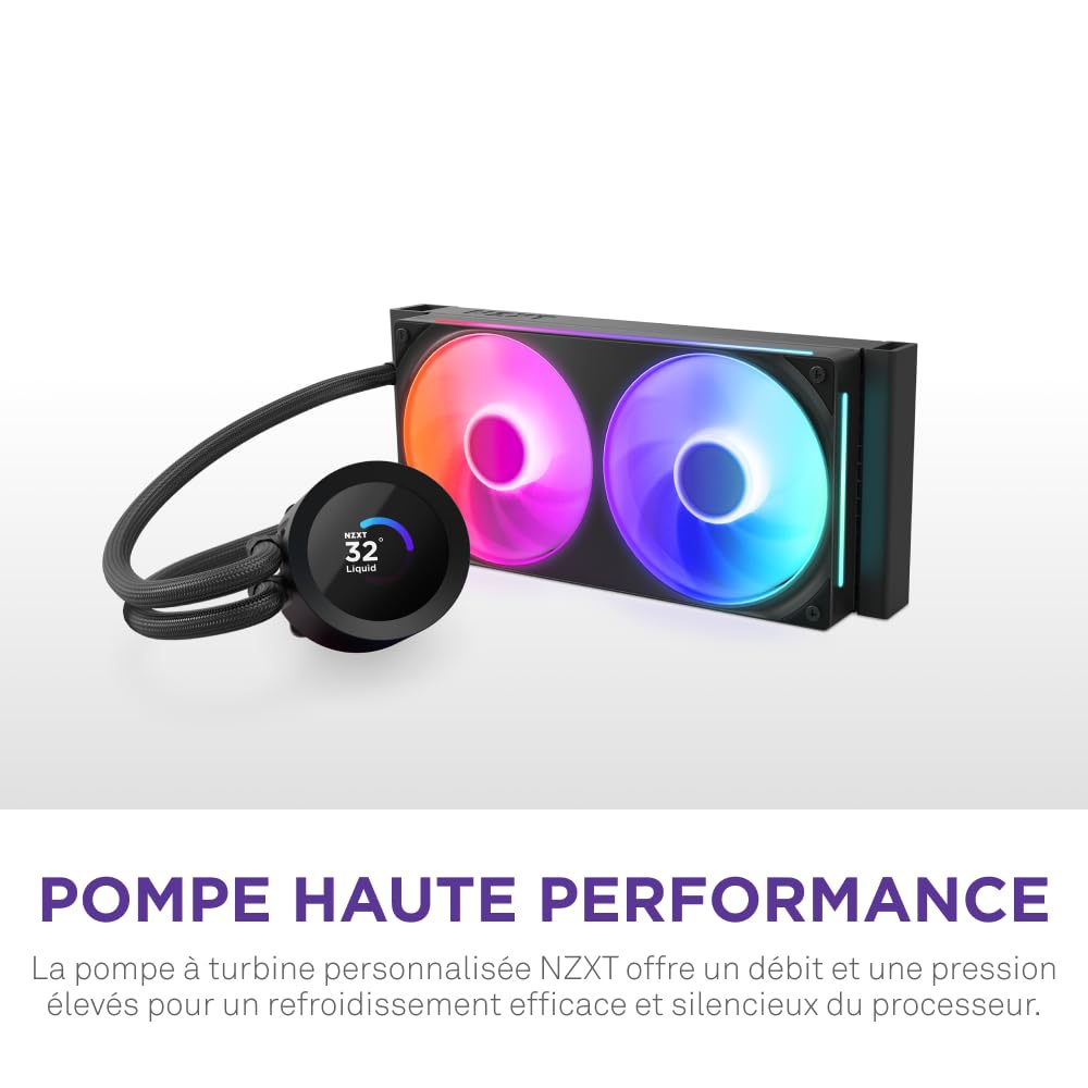 NZXT Kraken Plus 240 RGB - Refroidisseur CPU AIO 240mm, LCD - Noir