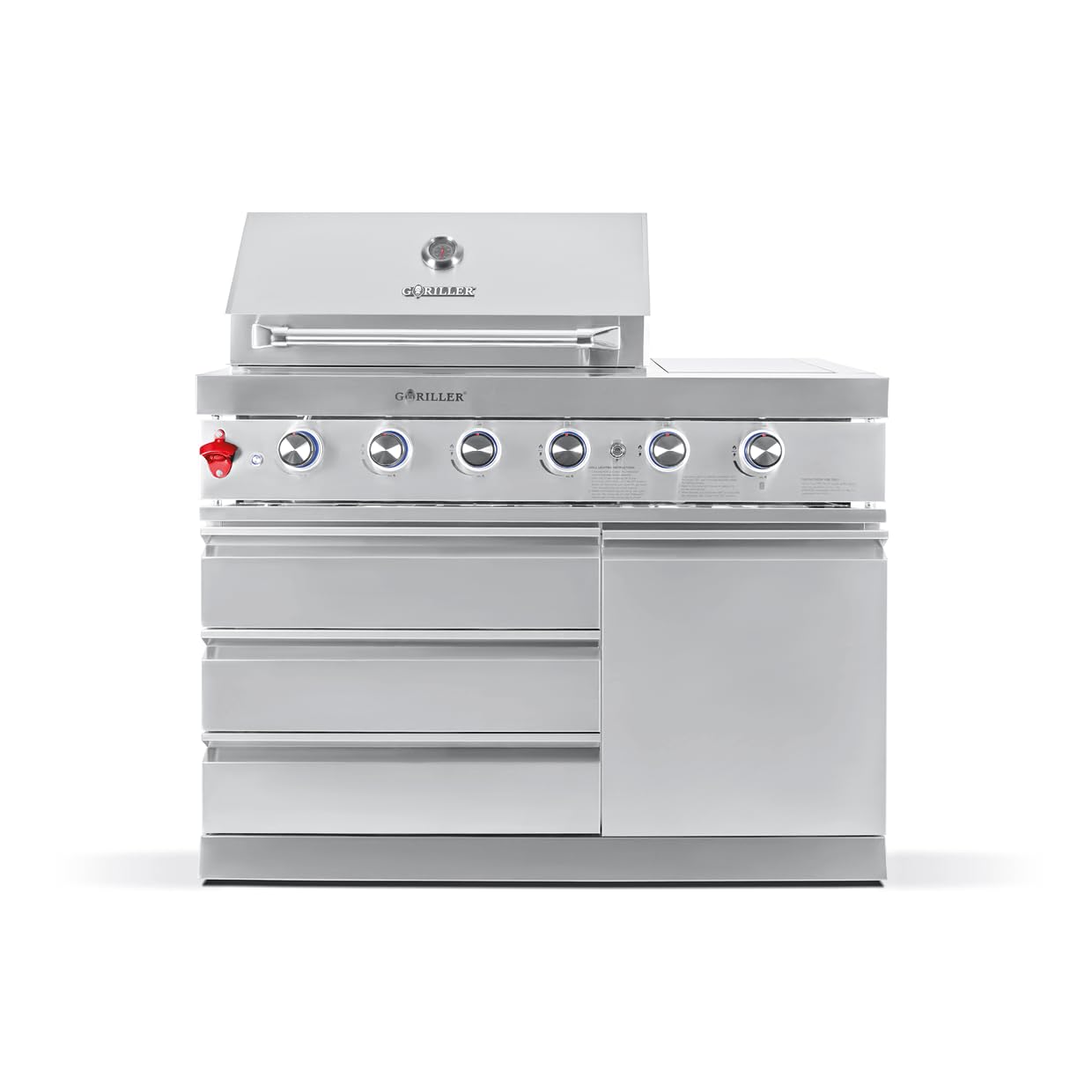 GORILLER® SG213 - Cuisine extérieure - en acier inoxydable/argent, incl. rôtisserie et housse de protection contre la pluie