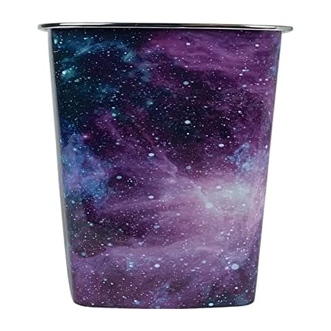 KOLORAE Waste Can 10L (2.6 Gallons) - 3 Pack Trash Garbage Can for Home, Office, Dorm Room Wastebasket (Galaxy) Cover