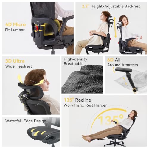 Image of SIHOO B300 Pro Ergonomic Office Chair with Footrest, 4D Lumbar Support