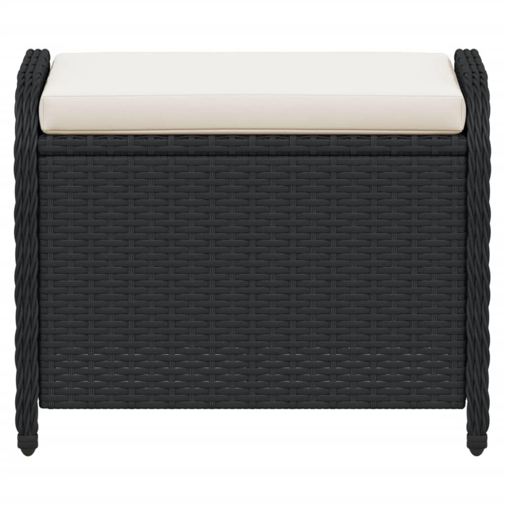 Taboret ogrodowy Poly Rattan czarny 58 x 46 x 46 cm